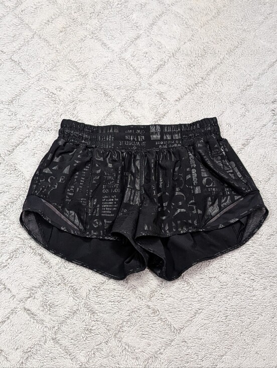 lululemon athletica Pants - Lululemon Shorts Womens 6 Black Hotty Hot Low Rise 20YR Manifesto Foil Graphic